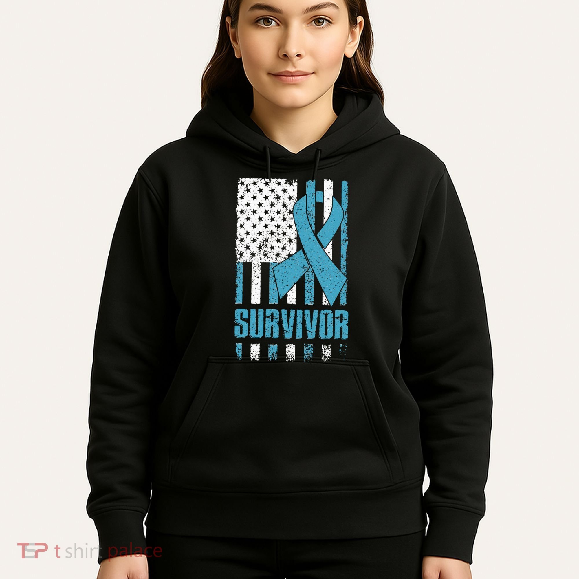 Prostate Cancer Survivor Bold Blue Ribbon Hoodie