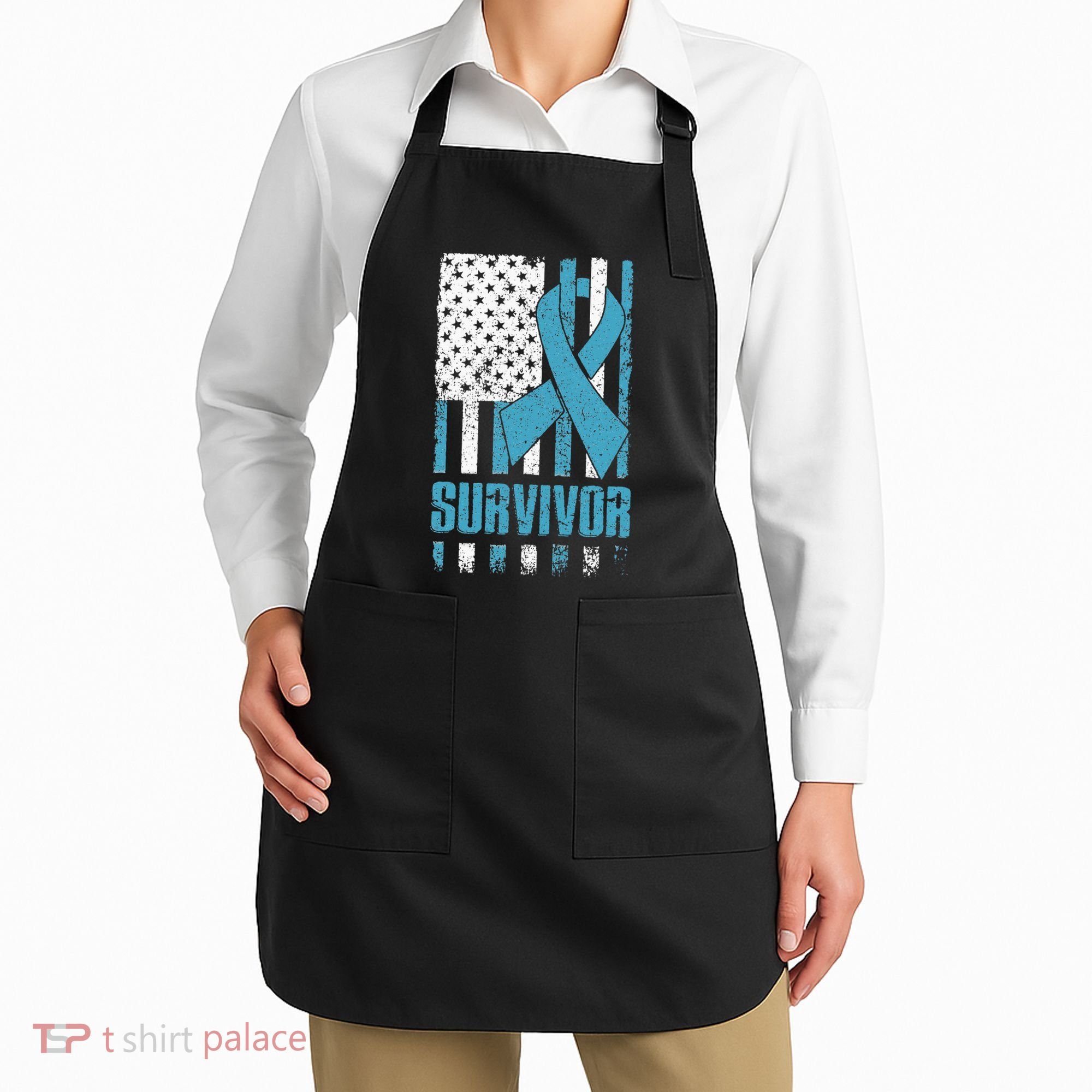 Prostate Cancer Survivor Bold Blue Ribbon Apron