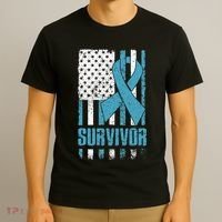 Prostate Cancer Survivor Bold Blue Ribbon T-Shirt thumb 3