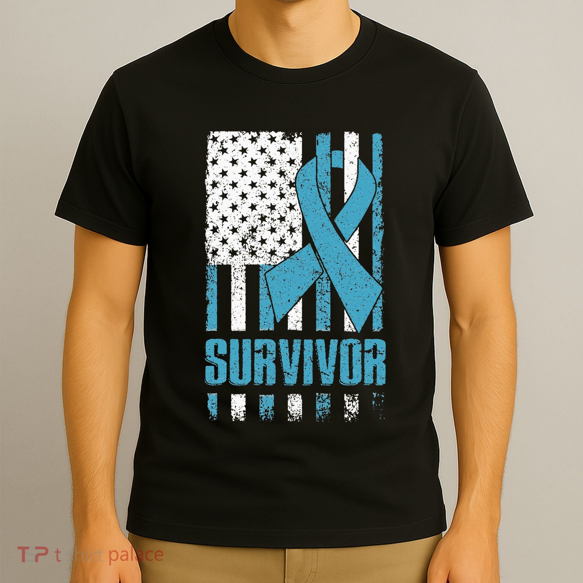 Prostate Cancer Survivor Bold Blue Ribbon T-Shirt