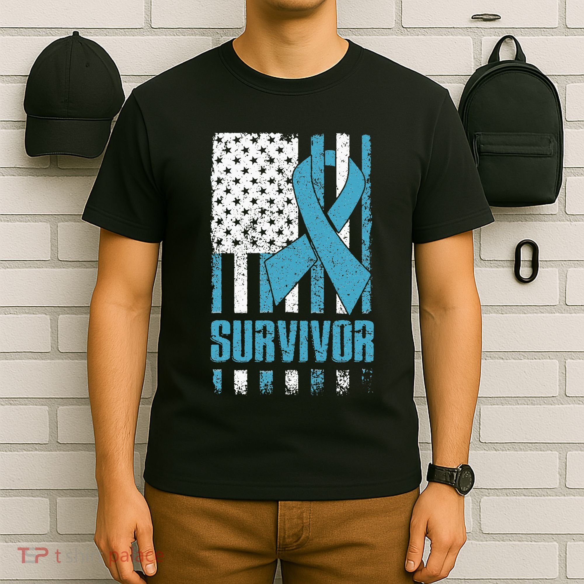 Prostate Cancer Survivor Bold Blue Ribbon T-Shirt