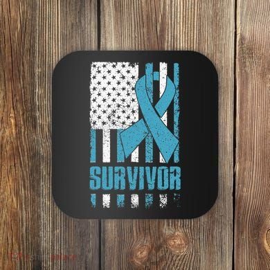 Prostate Cancer Survivor Bold Blue Ribbon Coaster