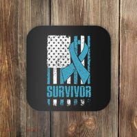 Prostate Cancer Survivor Bold Blue Ribbon Coaster thumb 0