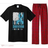 Prostate Cancer Survivor Bold Blue Ribbon Pajama Set thumb 0