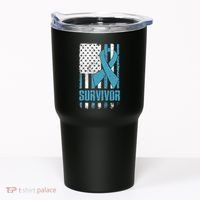 Prostate Cancer Survivor Bold Blue Ribbon Tumbler thumb 0