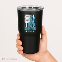 Prostate Cancer Survivor Bold Blue Ribbon Tumbler thumb 2