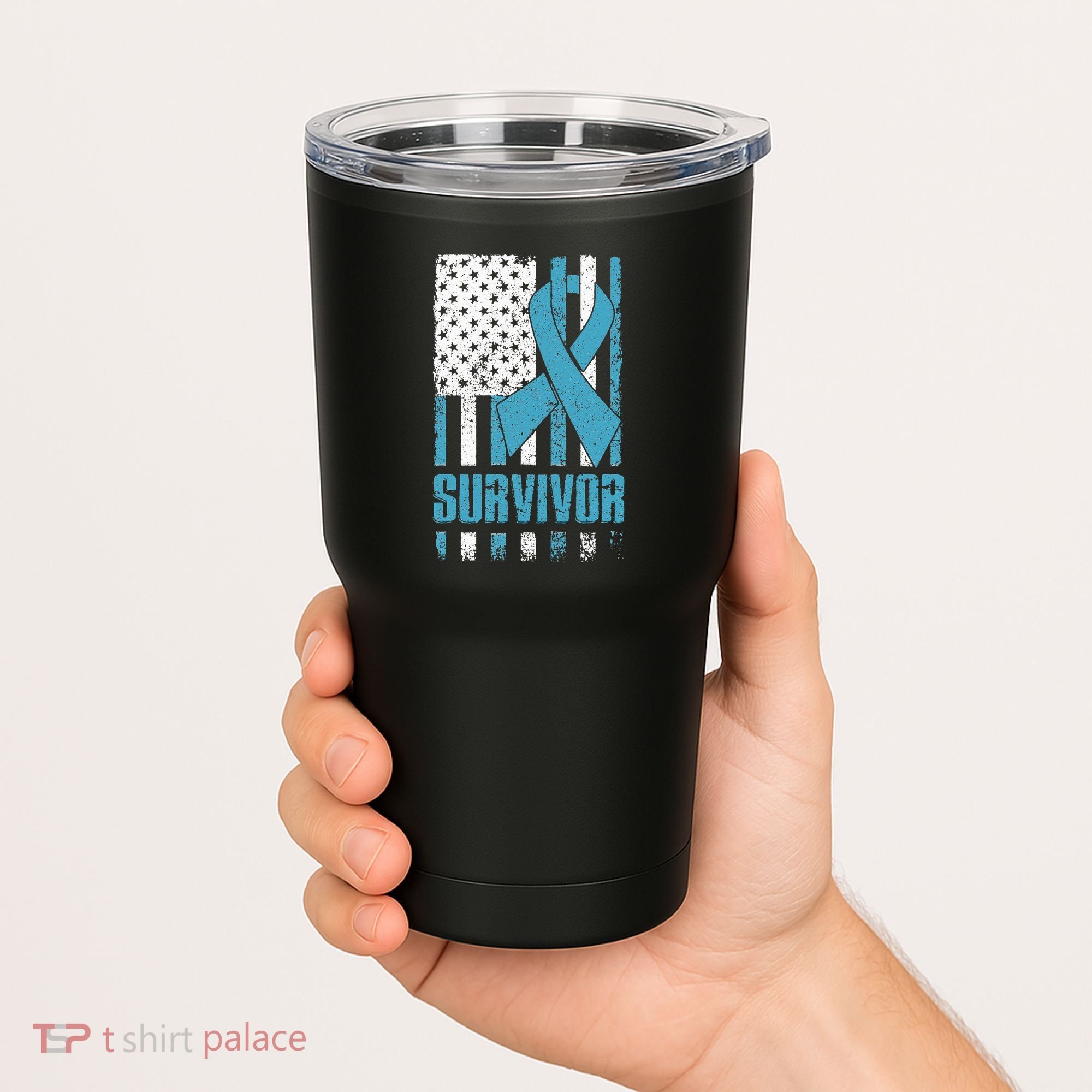 Prostate Cancer Survivor Bold Blue Ribbon Tumbler
