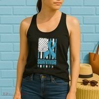 Prostate Cancer Survivor Bold Blue Ribbon Women's Tank Top thumb 2