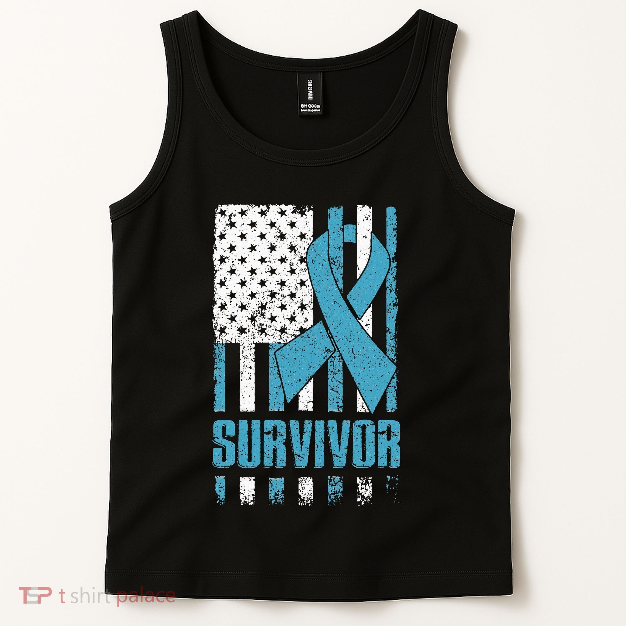Prostate Cancer Survivor Bold Blue Ribbon Tank Top