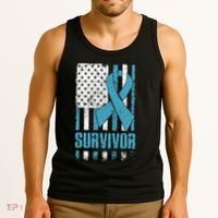 Prostate Cancer Survivor Bold Blue Ribbon Tank Top thumb 3