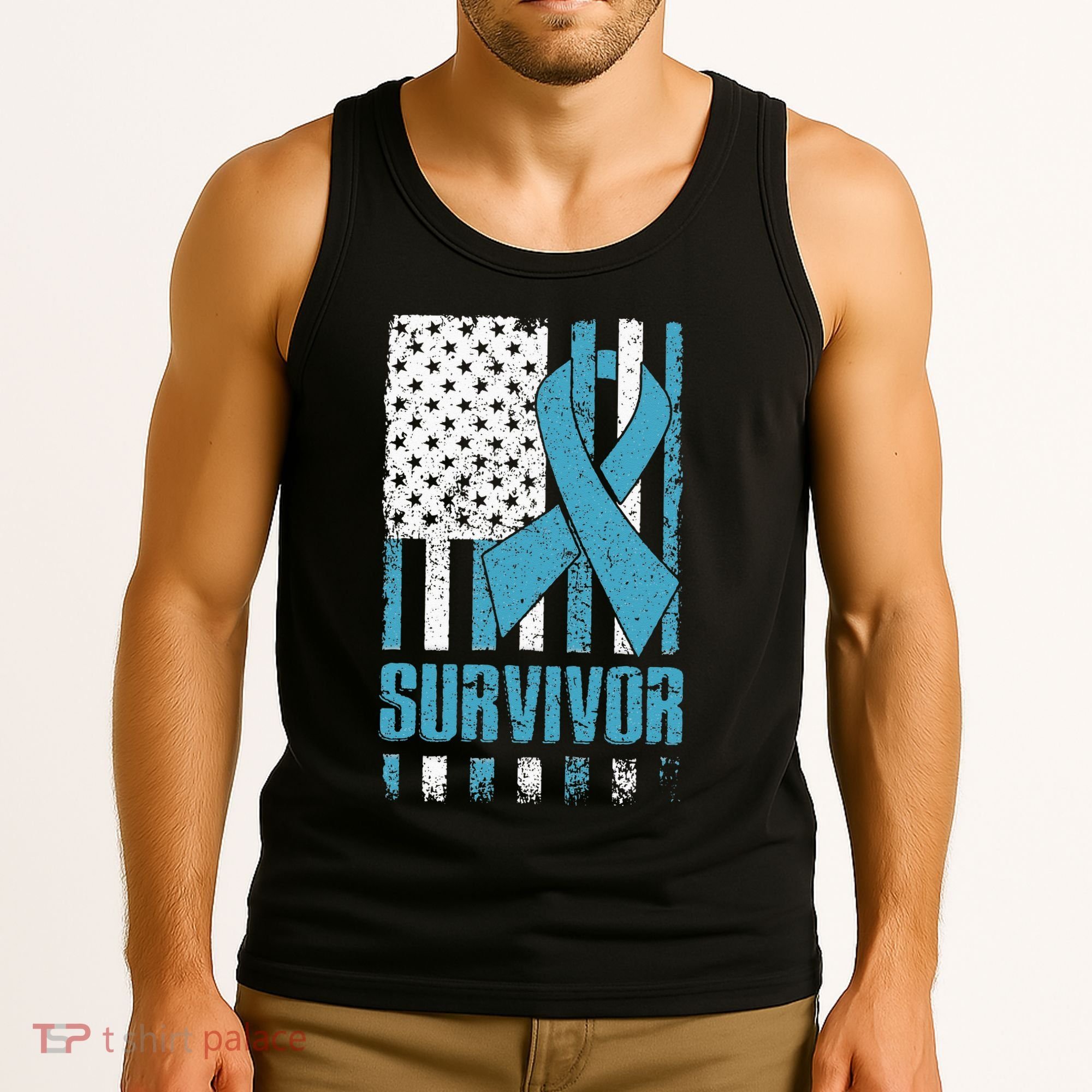 Prostate Cancer Survivor Bold Blue Ribbon Tank Top