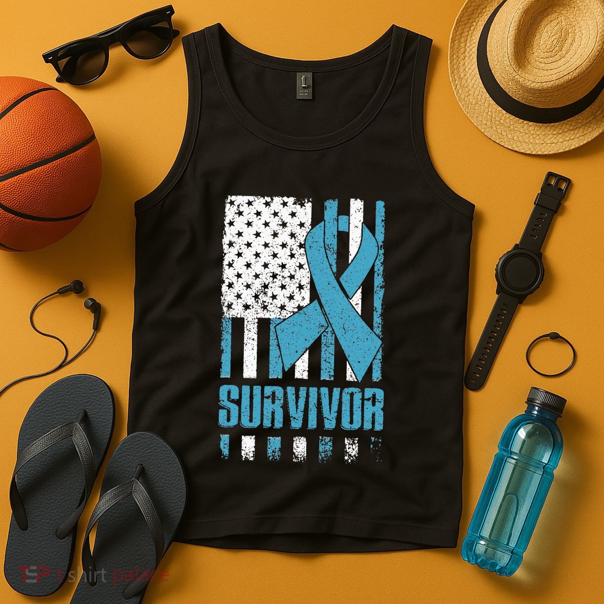 Prostate Cancer Survivor Bold Blue Ribbon Tank Top