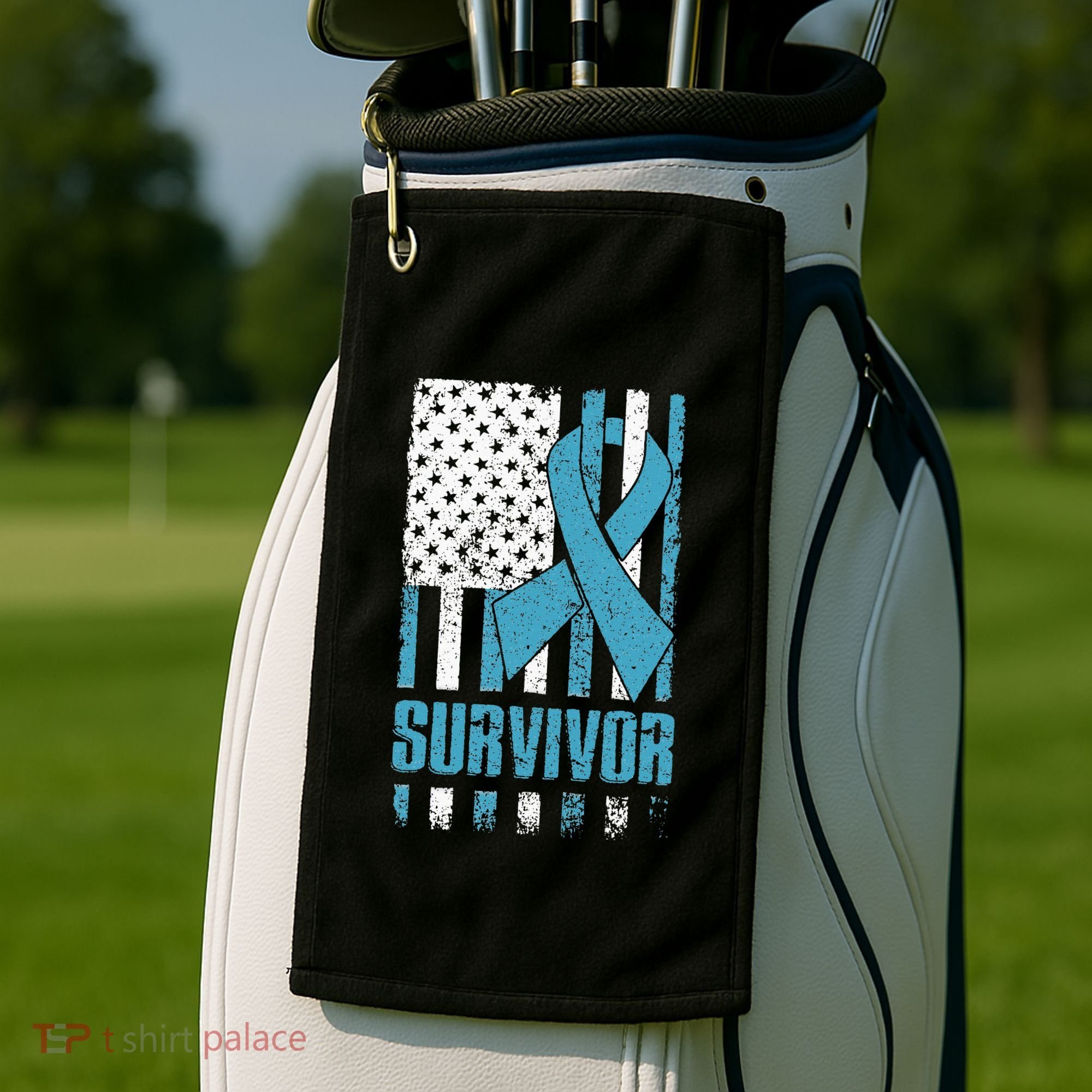 Prostate Cancer Survivor Bold Blue Ribbon Golf Towel