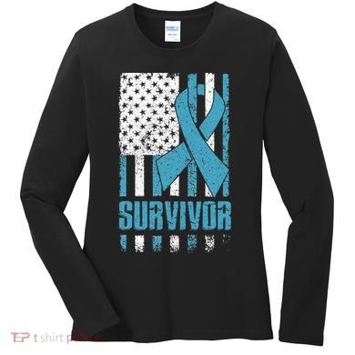 Prostate Cancer Survivor Bold Blue Ribbon Women's Long Sleeve Shirt