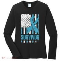 Prostate Cancer Survivor Bold Blue Ribbon Women's Long Sleeve Shirt thumb 0