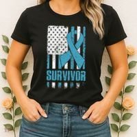Prostate Cancer Survivor Bold Blue Ribbon Women's T-Shirt thumb 2