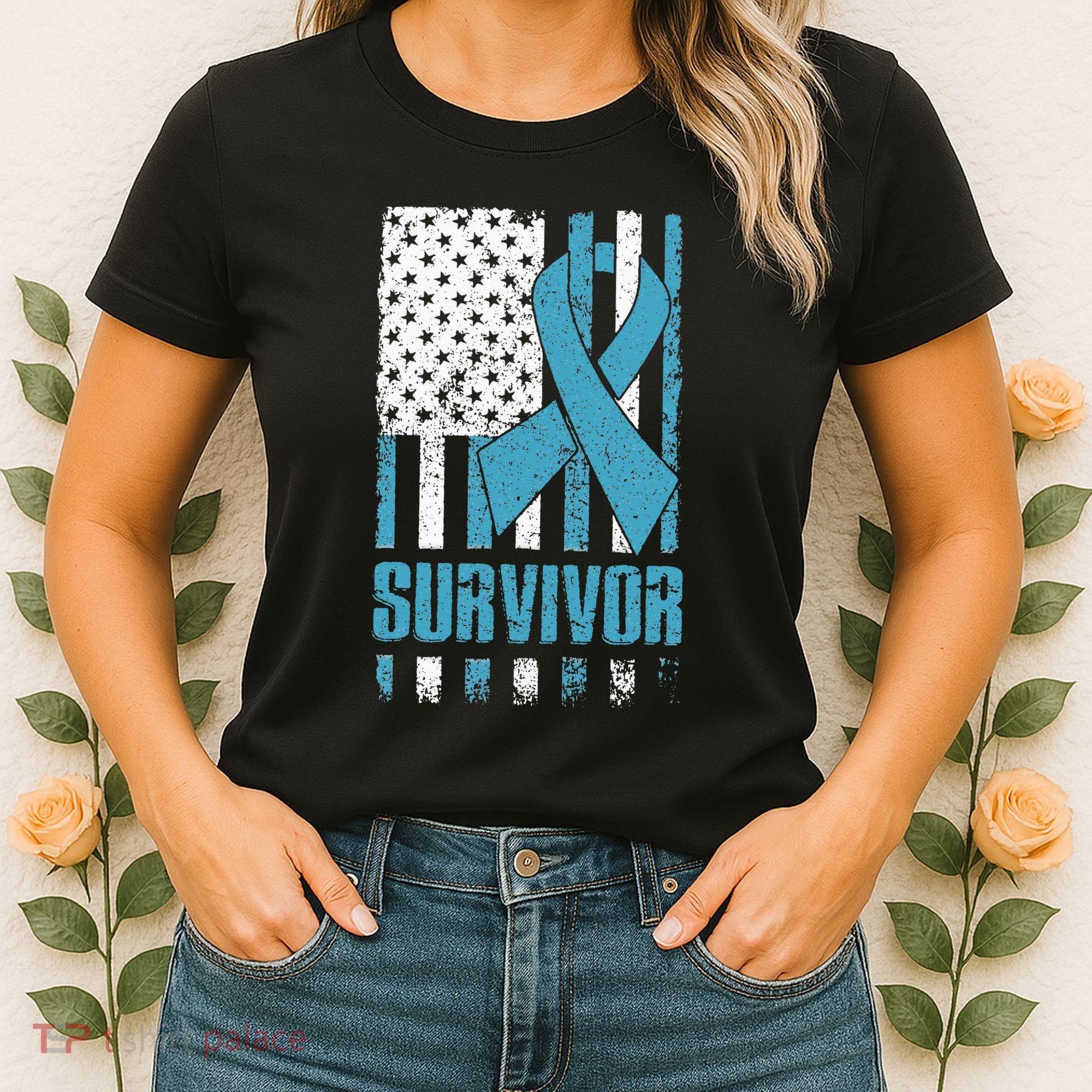 Prostate Cancer Survivor Bold Blue Ribbon Women's T-Shirt