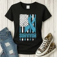 Prostate Cancer Survivor Bold Blue Ribbon Women's T-Shirt thumb 3
