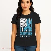Prostate Cancer Survivor Bold Blue Ribbon Women's T-Shirt thumb 4