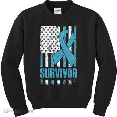 Prostate Cancer Survivor Bold Blue Ribbon Kids Sweatshirt