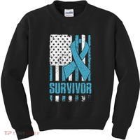 Prostate Cancer Survivor Bold Blue Ribbon Kids Sweatshirt thumb 0