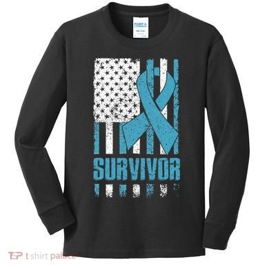 Prostate Cancer Survivor Bold Blue Ribbon Kids Long Sleeve Shirt