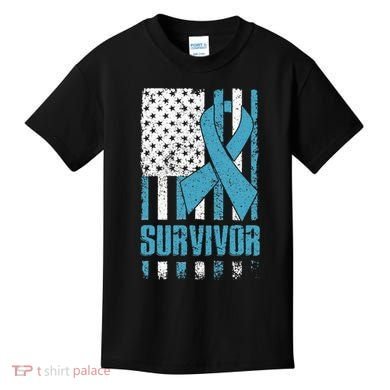 Prostate Cancer Survivor Bold Blue Ribbon Kids T-Shirt