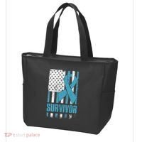 Prostate Cancer Survivor Bold Blue Ribbon Tote Bag thumb 3