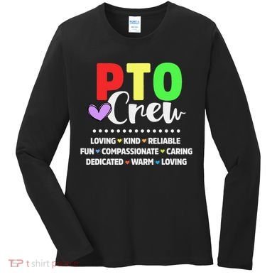 PTO Crew School Volunteer Parent Teacher Women's Long Sleeve Shirt