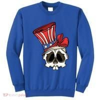 Patriotic Cute Skull American Flag 4th Of July Gift Sweatshirt thumb 0