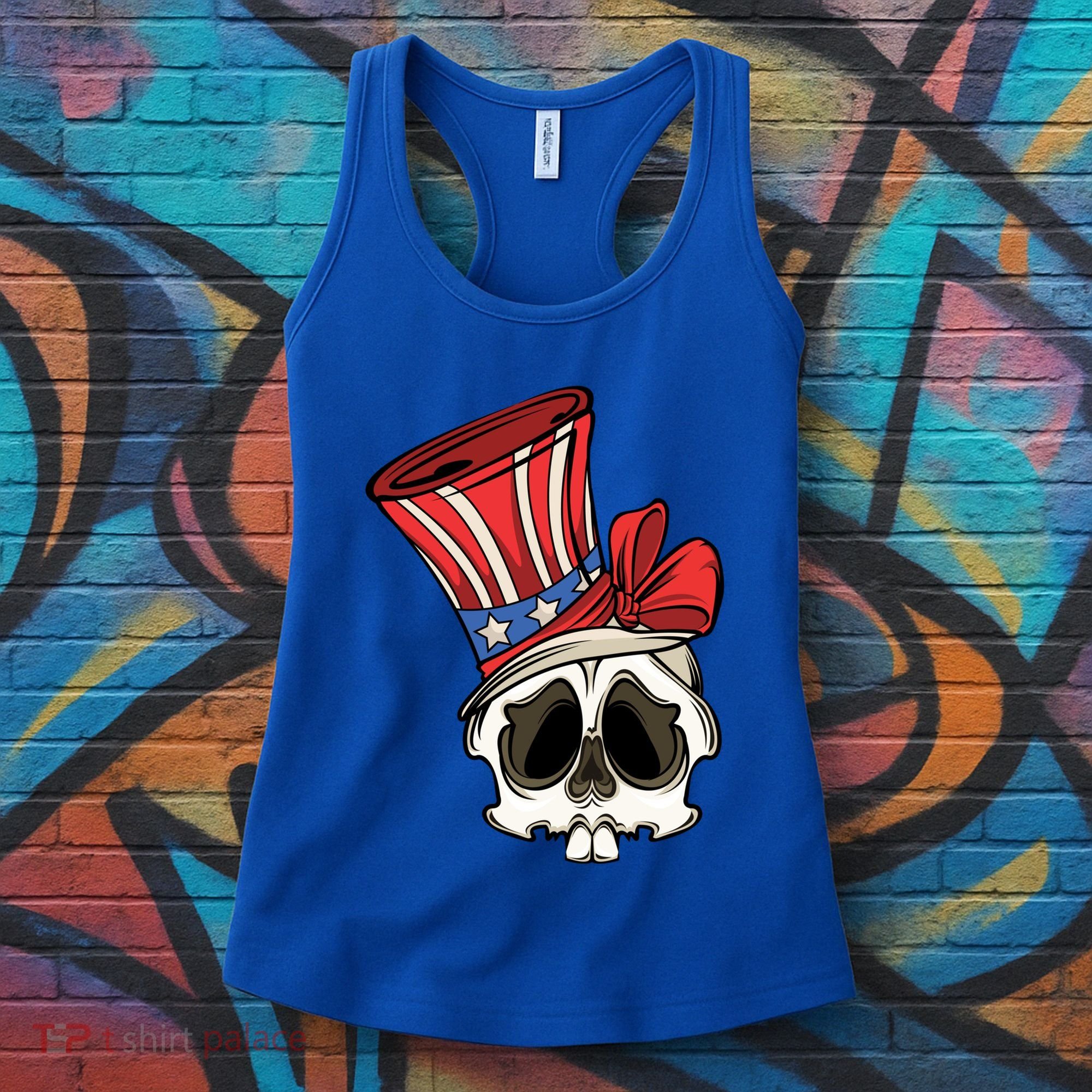 Patriotic Cute Skull American Flag 4th Of July Gift Women's Tank Top