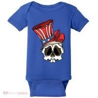 Patriotic Cute Skull American Flag 4th Of July Gift Baby Bodysuit thumb 0