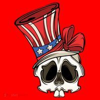 Patriotic Cute Skull American Flag 4th Of July Gift Santa Hat thumb 1