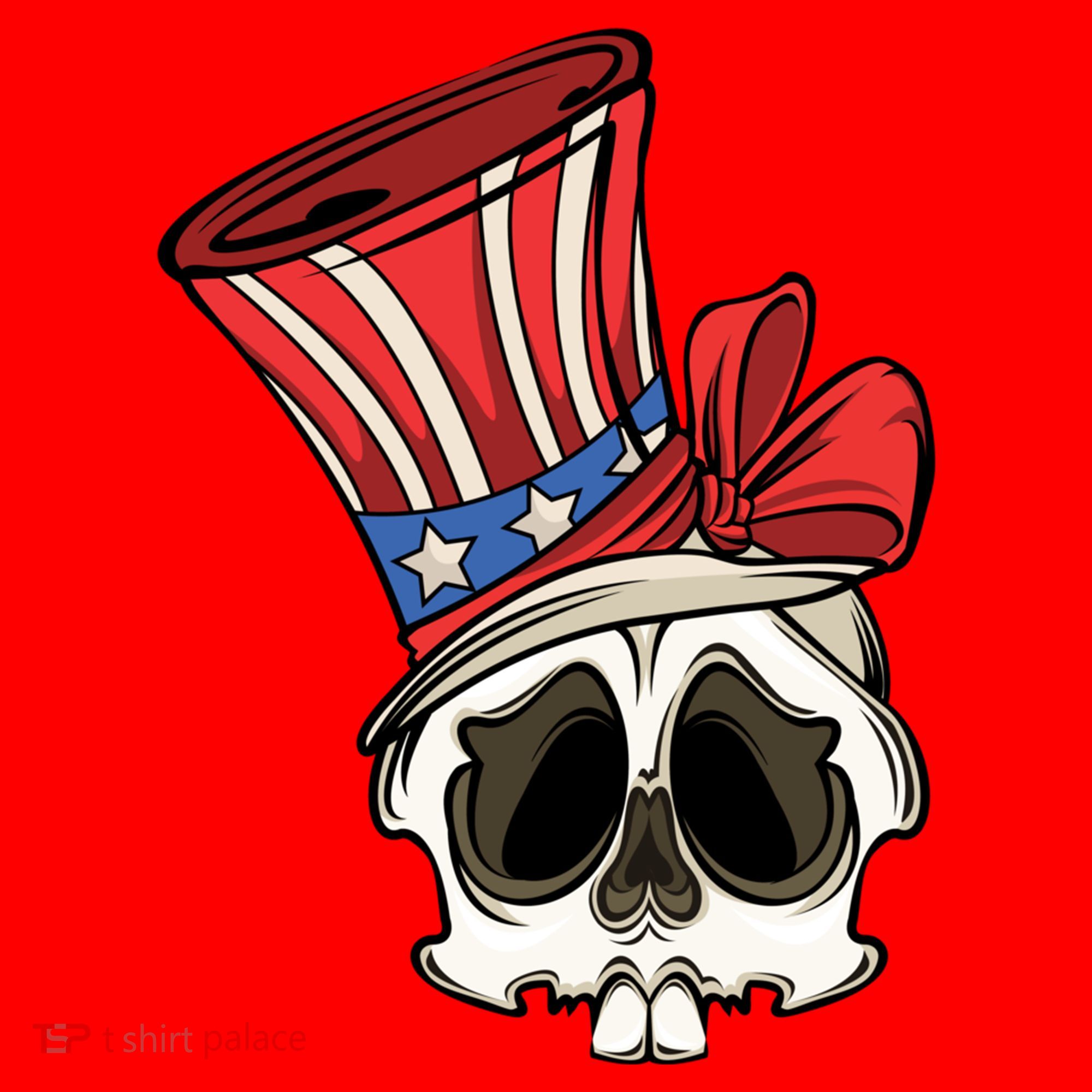 Patriotic Cute Skull American Flag 4th Of July Gift Santa Hat