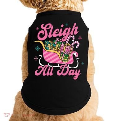 Pink Christmas Sleigh All Day Great Gift Doggie Tank