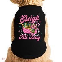 Pink Christmas Sleigh All Day Great Gift Doggie Tank thumb 0