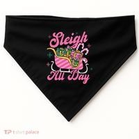 Pink Christmas Sleigh All Day Great Gift USA-Made Doggie Bandana thumb 0