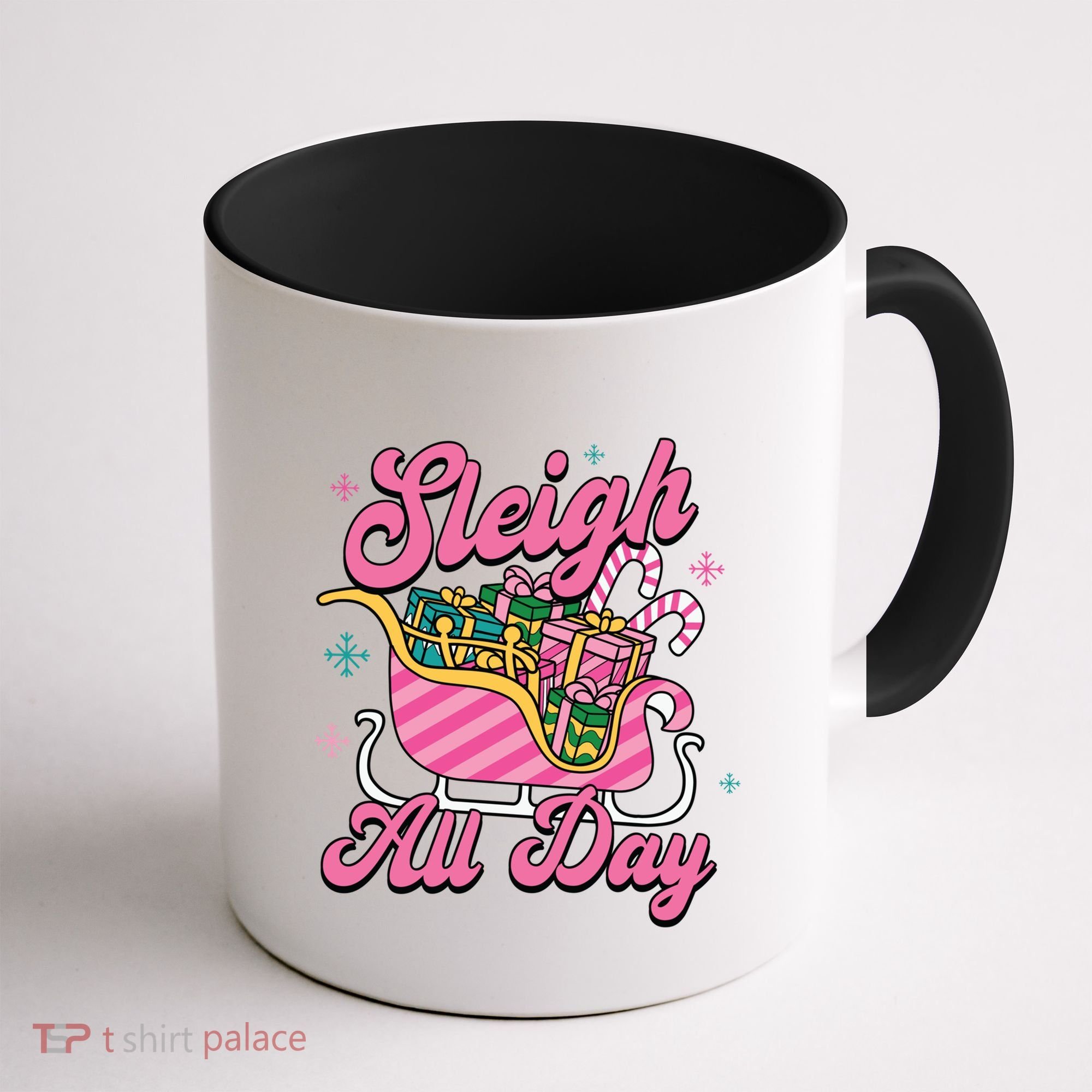 Pink Christmas Sleigh All Day Great Gift Coffee Mug