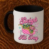 Pink Christmas Sleigh All Day Great Gift Coffee Mug thumb 2