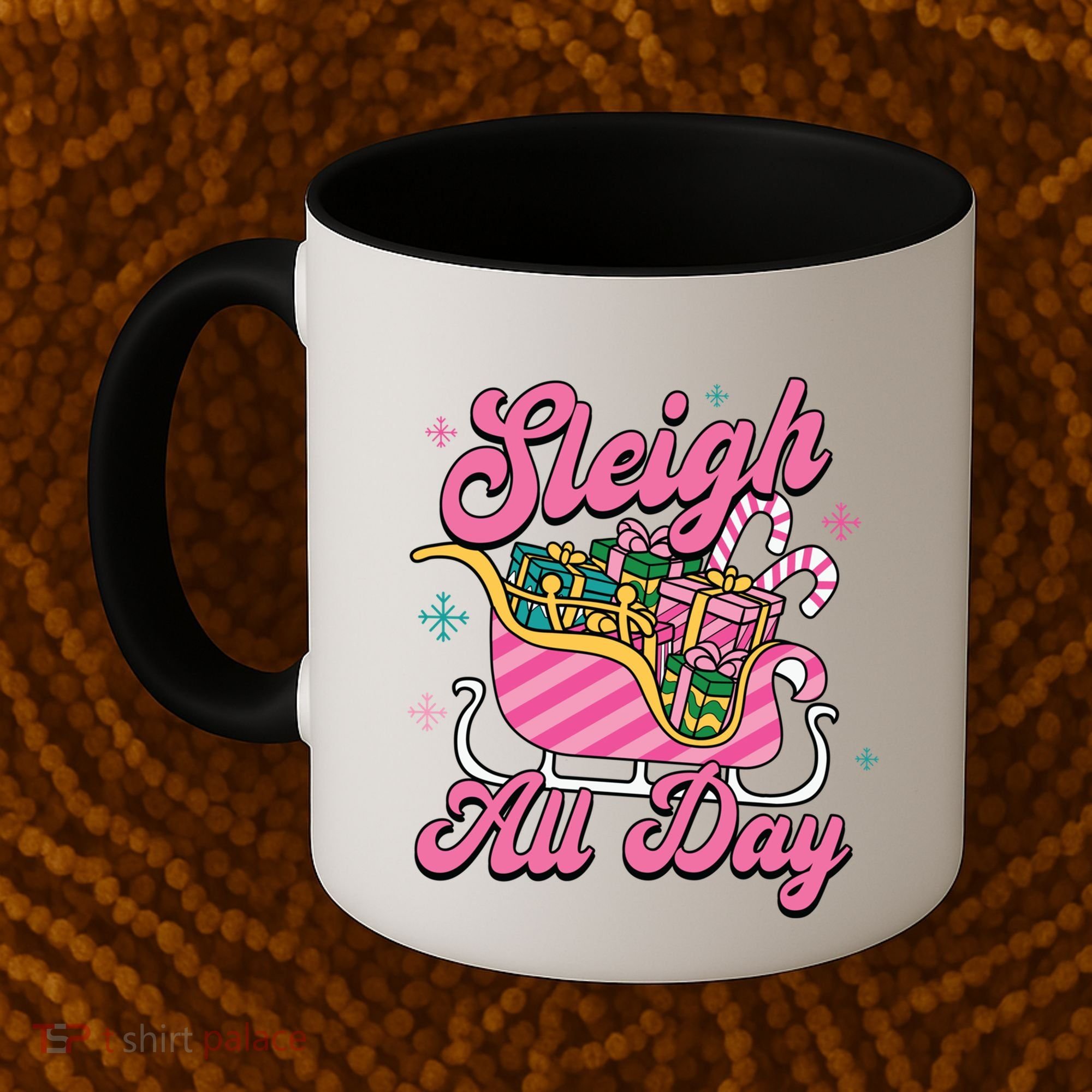 Pink Christmas Sleigh All Day Great Gift Coffee Mug