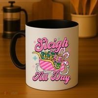 Pink Christmas Sleigh All Day Great Gift Coffee Mug thumb 4