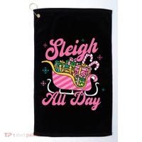 Pink Christmas Sleigh All Day Great Gift Golf Towel thumb 0