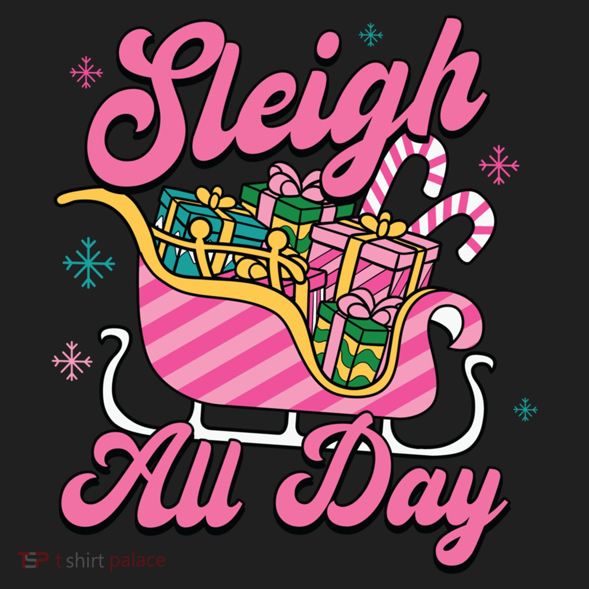 Pink Christmas Sleigh All Day Great Gift Golf Towel