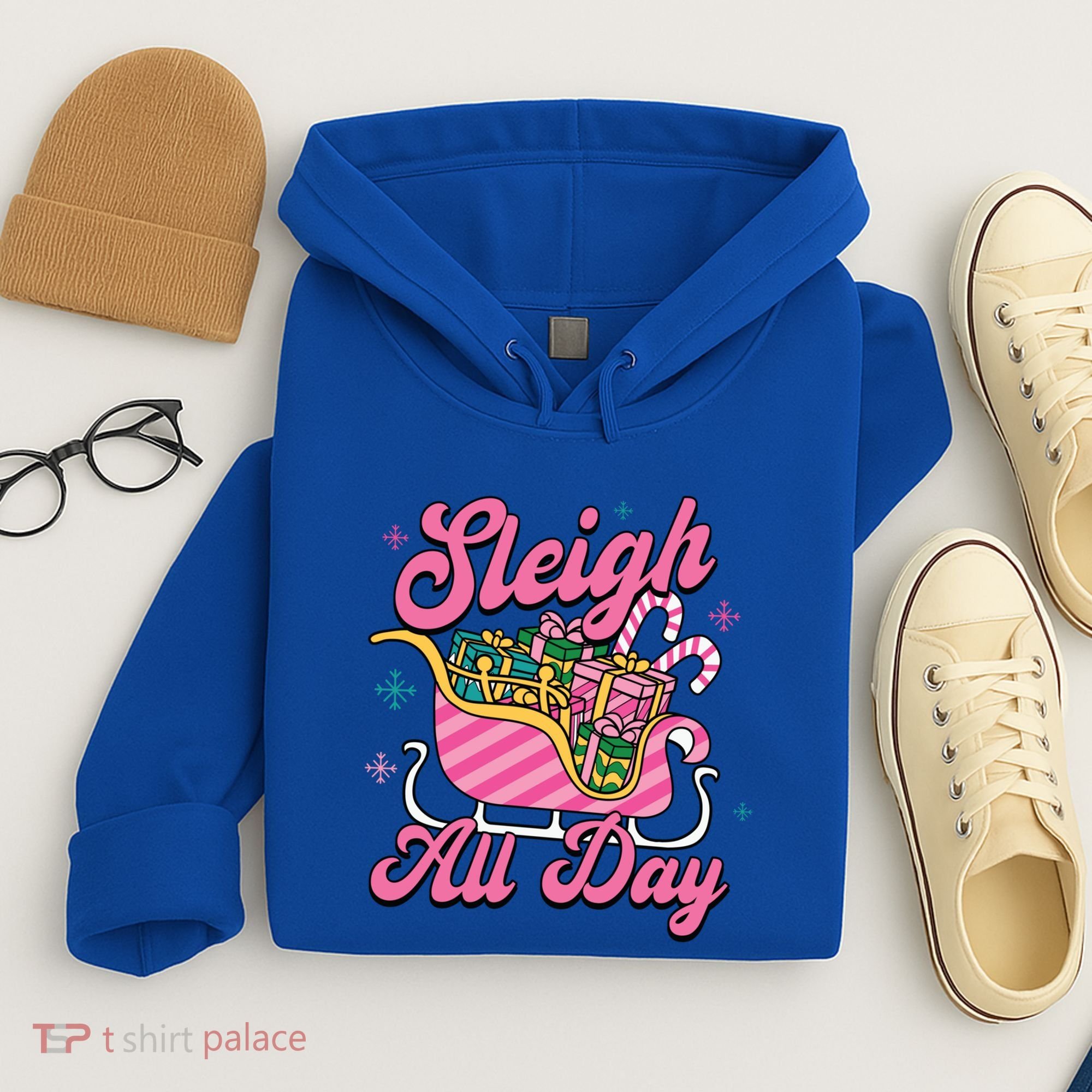 Pink Christmas Sleigh All Day Great Gift Hoodie