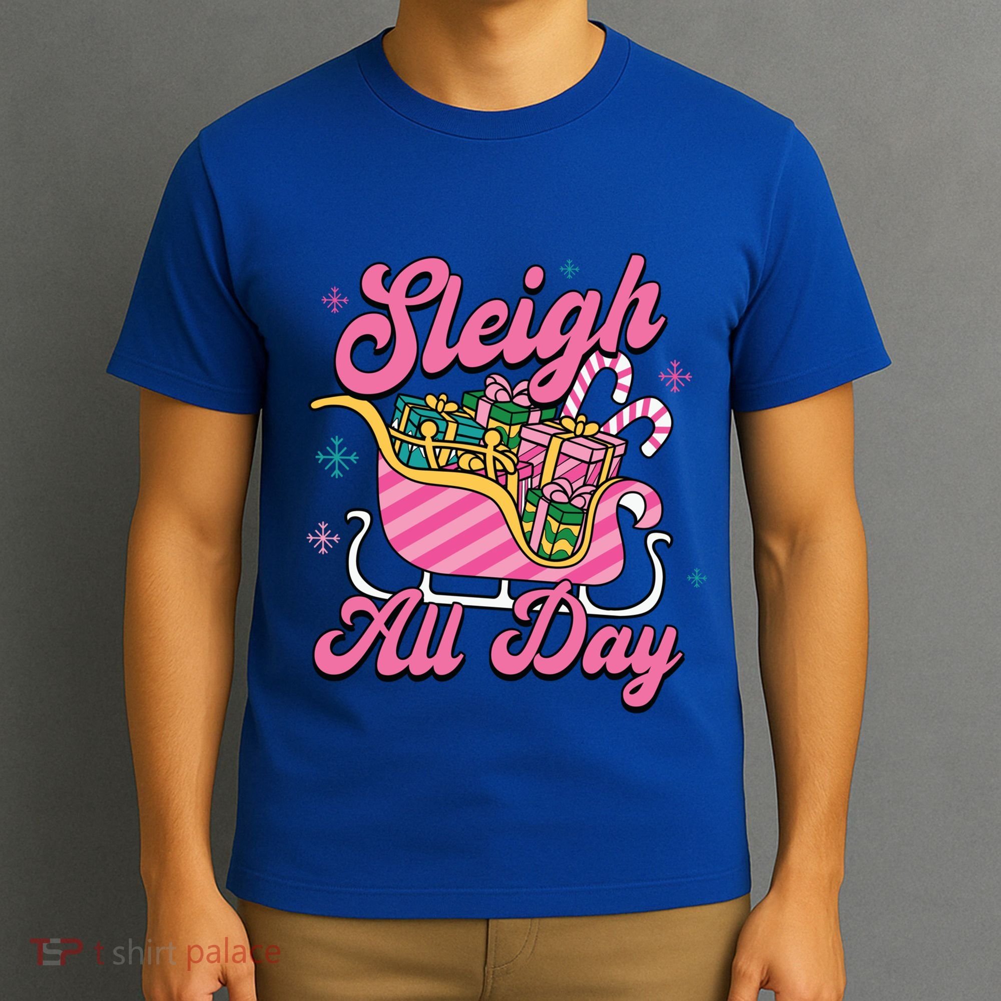 Pink Christmas Sleigh All Day Great Gift T-Shirt