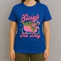 Pink Christmas Sleigh All Day Great Gift T-Shirt thumb 4