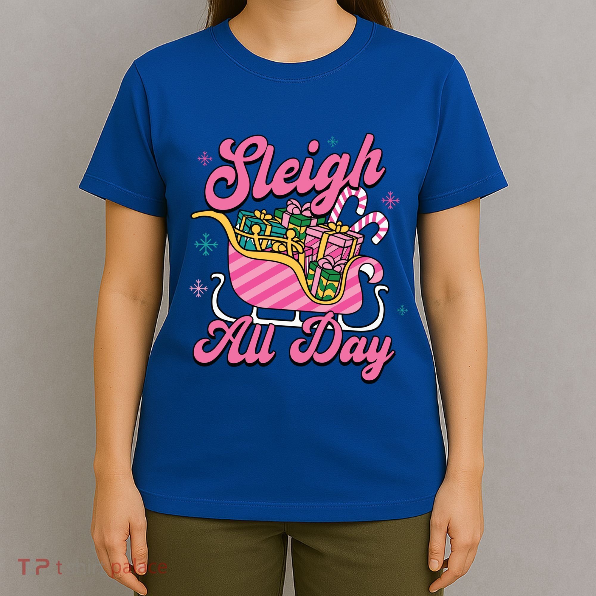 Pink Christmas Sleigh All Day Great Gift T-Shirt