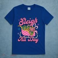 Pink Christmas Sleigh All Day Great Gift T-Shirt thumb 5