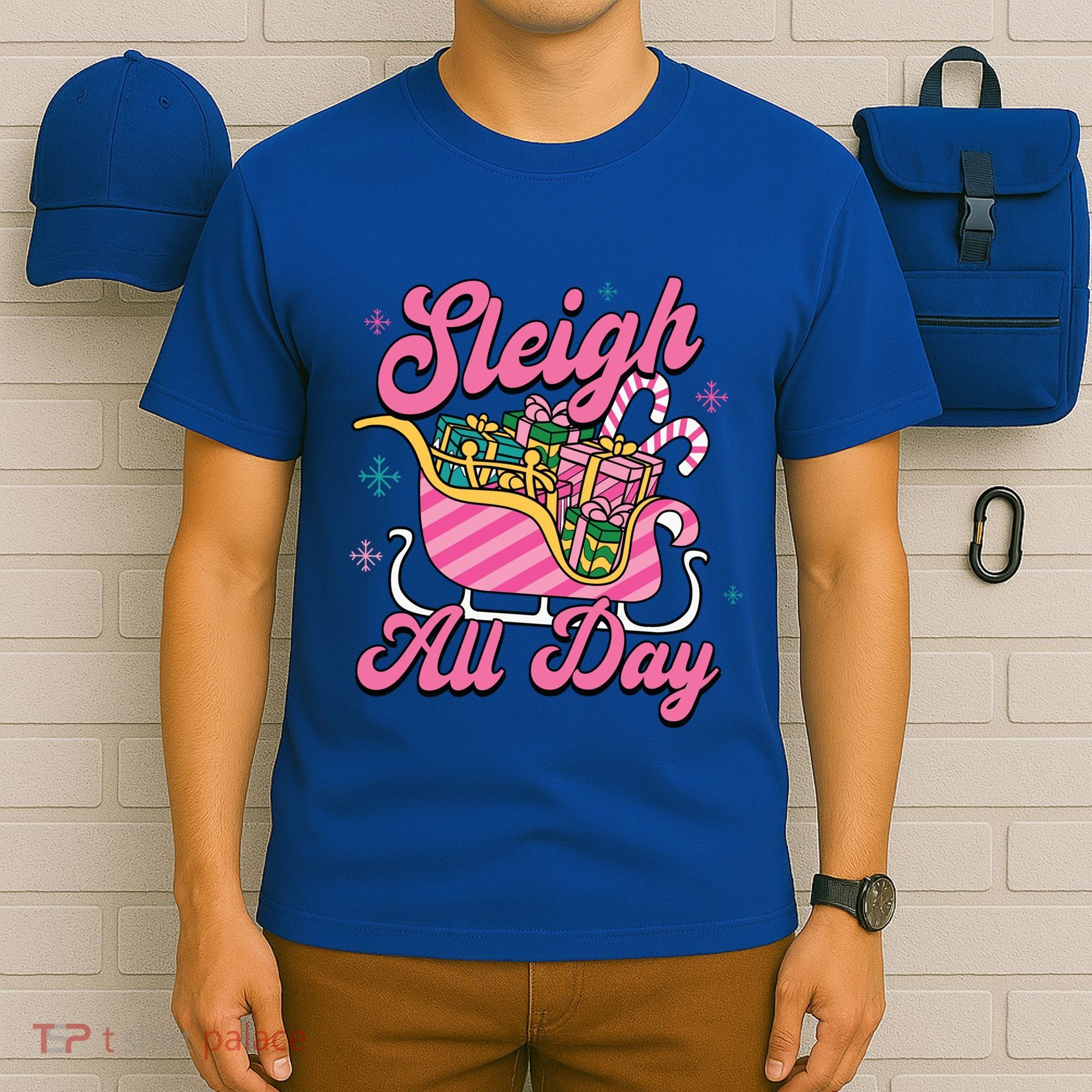Pink Christmas Sleigh All Day Great Gift T-Shirt