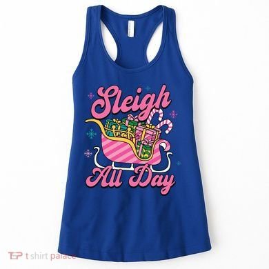 Pink Christmas Sleigh All Day Great Gift Women's Tank Top